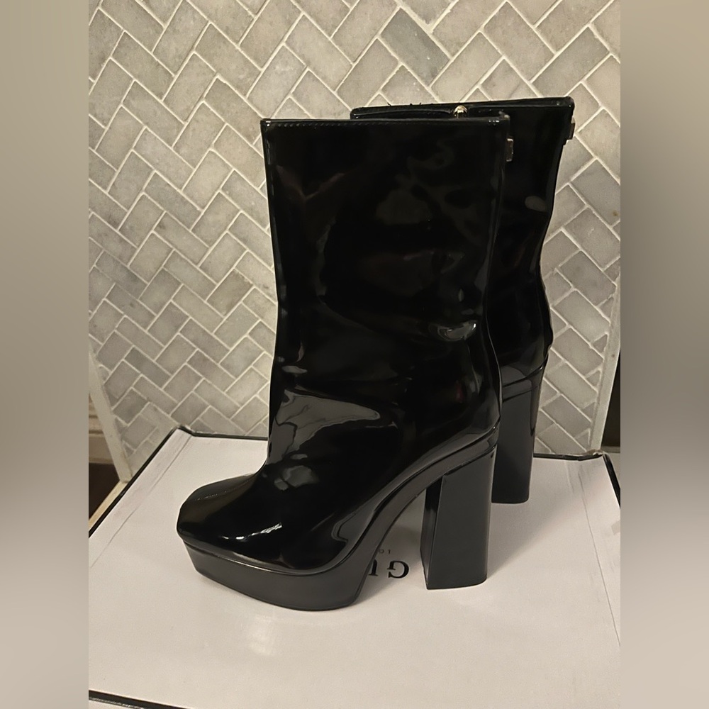 Guess Shiny Black Heeled Boots